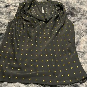 INC International Concepts, size small, black cowl neck, sleeveless blouse.